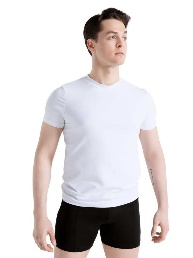 capezio studio collection crew neck tee mens white se1061m 1